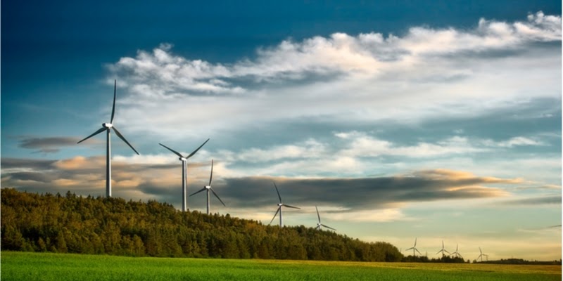 Here you see a wind farm.